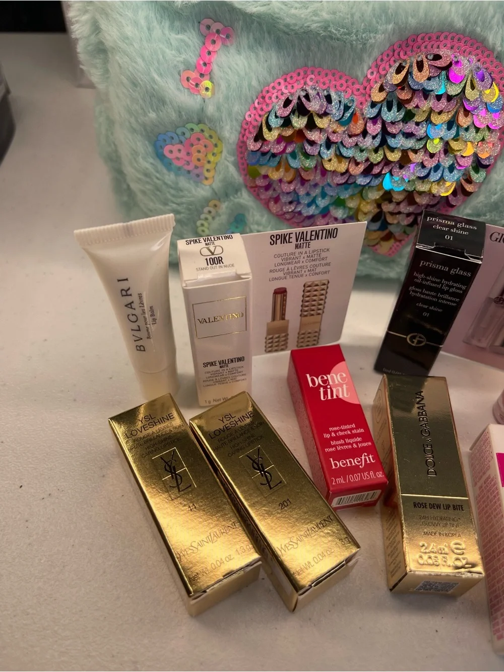 Luxury lippy bundle! Amazing collection with Sequin Heart Pouch all NWT!